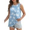 imageSAMPEEL Womens Tank Tops Eyelet Loose Casual Summer Tops Crew Neck Basic Sleeveless Shirts Trendy 2025Printblue Palm