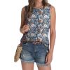 imageSAMPEEL Womens Tank Tops Eyelet Loose Casual Summer Tops Crew Neck Basic Sleeveless Shirts Trendy 2025Printnavy Faloral