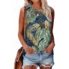 imageSAMPEEL Womens Tank Tops Eyelet Loose Casual Summer Tops Crew Neck Basic Sleeveless Shirts Trendy 2025Printpalm Leaf
