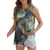 imageSAMPEEL Womens Tank Tops Eyelet Loose Casual Summer Tops Crew Neck Basic Sleeveless Shirts Trendy 2025Printpalm Leaf