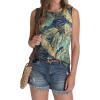 imageSAMPEEL Womens Tank Tops Eyelet Loose Casual Summer Tops Crew Neck Basic Sleeveless Shirts Trendy 2025Printpalm Leaf