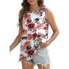 imageSAMPEEL Womens Tank Tops Eyelet Loose Casual Summer Tops Crew Neck Basic Sleeveless Shirts Trendy 2025Printred Flower