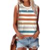 imageSAMPEEL Womens Tank Tops Eyelet Loose Casual Summer Tops Crew Neck Basic Sleeveless Shirts Trendy 2025Printstriped Orange