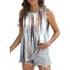 imageSAMPEEL Womens Tank Tops Eyelet Loose Casual Summer Tops Crew Neck Basic Sleeveless Shirts Trendy 2025Printtie Dye Brown
