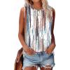 imageSAMPEEL Womens Tank Tops Eyelet Loose Casual Summer Tops Crew Neck Basic Sleeveless Shirts Trendy 2025Printtie Dye Brown