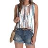 imageSAMPEEL Womens Tank Tops Eyelet Loose Casual Summer Tops Crew Neck Basic Sleeveless Shirts Trendy 2025Printtie Dye Brown