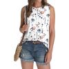 imageSAMPEEL Womens Tank Tops Eyelet Loose Casual Summer Tops Crew Neck Basic Sleeveless Shirts Trendy 2025Printwhite Flower