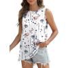 imageSAMPEEL Womens Tank Tops Eyelet Loose Casual Summer Tops Crew Neck Basic Sleeveless Shirts Trendy 2025Printwhite Flower