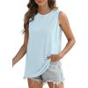 imageSAMPEEL Womens Tank Tops Eyelet Loose Casual Summer Tops Crew Neck Basic Sleeveless Shirts Trendy 2025Sky Blue