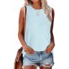 imageSAMPEEL Womens Tank Tops Eyelet Loose Casual Summer Tops Crew Neck Basic Sleeveless Shirts Trendy 2025Sky Blue
