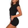 imageSAMPEEL Womens Two Piece Lounge Sets Casual Summer Outfits 2 Piece Short Matching Clothing SetBlack