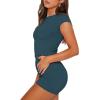 imageSAMPEEL Womens Two Piece Lounge Sets Casual Summer Outfits 2 Piece Short Matching Clothing SetBlue