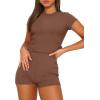 imageSAMPEEL Womens Two Piece Lounge Sets Casual Summer Outfits 2 Piece Short Matching Clothing SetBrown