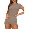 imageSAMPEEL Womens Two Piece Lounge Sets Casual Summer Outfits 2 Piece Short Matching Clothing SetCoffee