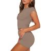imageSAMPEEL Womens Two Piece Lounge Sets Casual Summer Outfits 2 Piece Short Matching Clothing SetCoffee