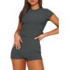 imageSAMPEEL Womens Two Piece Lounge Sets Casual Summer Outfits 2 Piece Short Matching Clothing SetDeep Grey