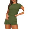 imageSAMPEEL Womens Two Piece Lounge Sets Casual Summer Outfits 2 Piece Short Matching Clothing SetGreen