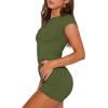 imageSAMPEEL Womens Two Piece Lounge Sets Casual Summer Outfits 2 Piece Short Matching Clothing SetGreen