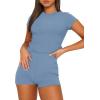 imageSAMPEEL Womens Two Piece Lounge Sets Casual Summer Outfits 2 Piece Short Matching Clothing SetHaze Blue