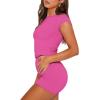 imageSAMPEEL Womens Two Piece Lounge Sets Casual Summer Outfits 2 Piece Short Matching Clothing SetHot Pink