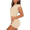 imageSAMPEEL Womens Two Piece Lounge Sets Casual Summer Outfits 2 Piece Short Matching Clothing SetKhaki