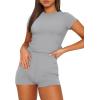 imageSAMPEEL Womens Two Piece Lounge Sets Casual Summer Outfits 2 Piece Short Matching Clothing SetLight Grey
