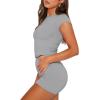 imageSAMPEEL Womens Two Piece Lounge Sets Casual Summer Outfits 2 Piece Short Matching Clothing SetLight Grey