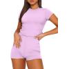 imageSAMPEEL Womens Two Piece Lounge Sets Casual Summer Outfits 2 Piece Short Matching Clothing SetLight Purple