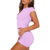 imageSAMPEEL Womens Two Piece Lounge Sets Casual Summer Outfits 2 Piece Short Matching Clothing SetLight Purple