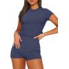 imageSAMPEEL Womens Two Piece Lounge Sets Casual Summer Outfits 2 Piece Short Matching Clothing SetNavy Blue