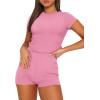 imageSAMPEEL Womens Two Piece Lounge Sets Casual Summer Outfits 2 Piece Short Matching Clothing SetPalemauve