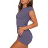 imageSAMPEEL Womens Two Piece Lounge Sets Casual Summer Outfits 2 Piece Short Matching Clothing SetPurple