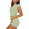 imageSAMPEEL Womens Two Piece Lounge Sets Casual Summer Outfits 2 Piece Short Matching Clothing SetSaga Green