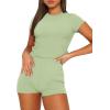 imageSAMPEEL Womens Two Piece Lounge Sets Casual Summer Outfits 2 Piece Short Matching Clothing SetSaga Green