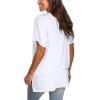 imageSAMPEEL Womens V Neck T Shirts Casual Rolled Short Sleeve Side Split Summer Tops Loose Fit01white