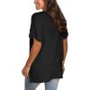 imageSAMPEEL Womens V Neck T Shirts Casual Rolled Short Sleeve Side Split Summer Tops Loose Fit02black