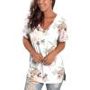 imageSAMPEEL Womens V Neck T Shirts Casual Rolled Short Sleeve Side Split Summer Tops Loose Fit25pink Rose F