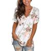 imageSAMPEEL Womens V Neck T Shirts Casual Rolled Short Sleeve Side Split Summer Tops Loose Fit25pink Rose F