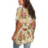 imageSAMPEEL Womens V Neck T Shirts Casual Rolled Short Sleeve Side Split Summer Tops Loose Fit29tropicalprint