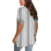 imageSAMPEEL Womens V Neck T Shirts Casual Rolled Short Sleeve Side Split Summer Tops Loose Fit300vertical Strp