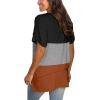 imageSAMPEEL Womens V Neck T Shirts Casual Rolled Short Sleeve Side Split Summer Tops Loose Fit302blackGreyOrange