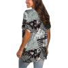 imageSAMPEEL Womens V Neck T Shirts Casual Rolled Short Sleeve Side Split Summer Tops Loose Fit30stripeprint
