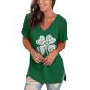 imageSAMPEEL Womens V Neck T Shirts Casual Rolled Short Sleeve Side Split Summer Tops Loose Fit51oneclover