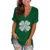imageSAMPEEL Womens V Neck T Shirts Casual Rolled Short Sleeve Side Split Summer Tops Loose Fit51oneclover