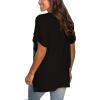 imageSAMPEEL Womens V Neck T Shirts Casual Rolled Short Sleeve Side Split Summer Tops Loose Fit52blackclover