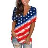imageSAMPEEL Womens V Neck T Shirts Casual Rolled Short Sleeve Side Split Summer Tops Loose Fit52usa Flag E