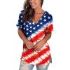 imageSAMPEEL Womens V Neck T Shirts Casual Rolled Short Sleeve Side Split Summer Tops Loose Fit52usa Flag E