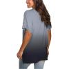 imageSAMPEEL Womens V Neck T Shirts Casual Rolled Short Sleeve Side Split Summer Tops Loose Fit61gradientgray