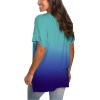imageSAMPEEL Womens V Neck T Shirts Casual Rolled Short Sleeve Side Split Summer Tops Loose Fit62gradientskyblue