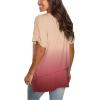 imageSAMPEEL Womens V Neck T Shirts Casual Rolled Short Sleeve Side Split Summer Tops Loose Fit63gradientcoral